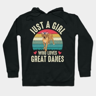 Just A Girl Who Loves Great Danes Cute Great Dane Puppy Dog Lover Hoodie